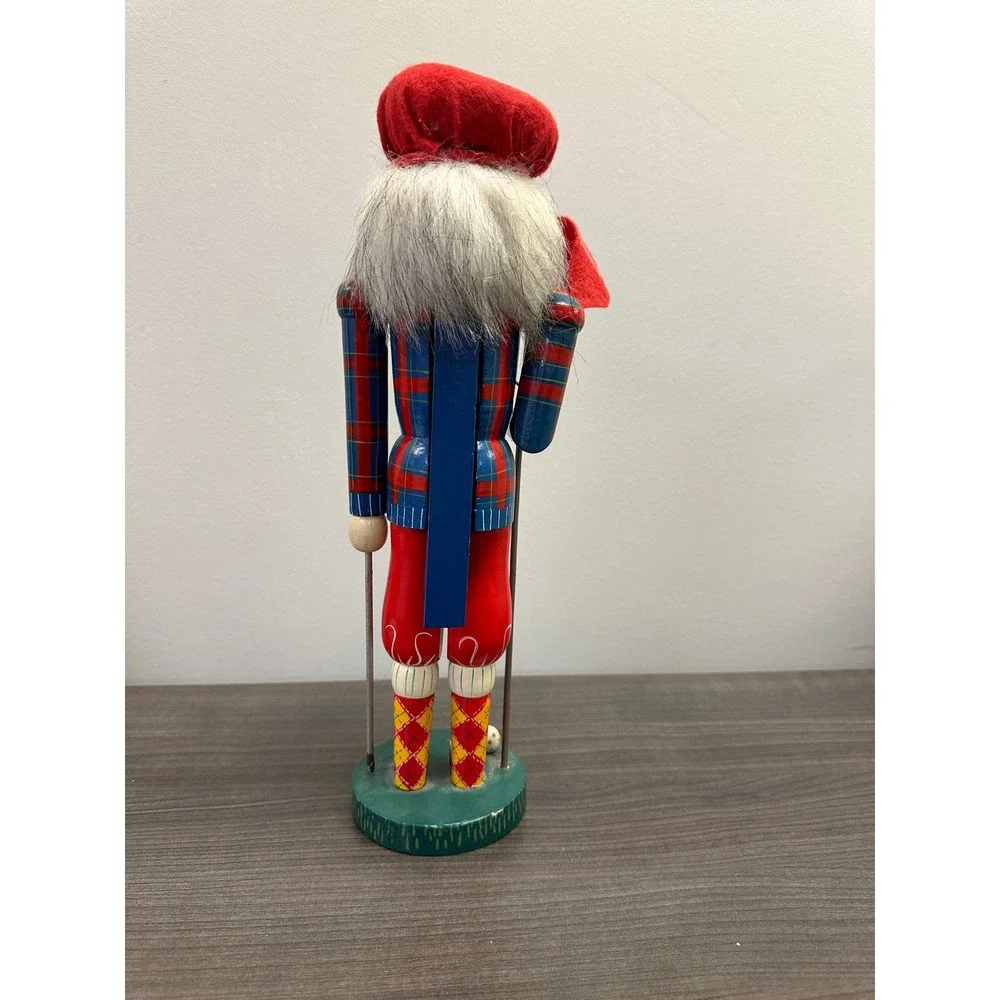 Vintage Wooden Golf Nutcracker Set Green Jacket Plaid Golfer 19th Hole 14 Inch